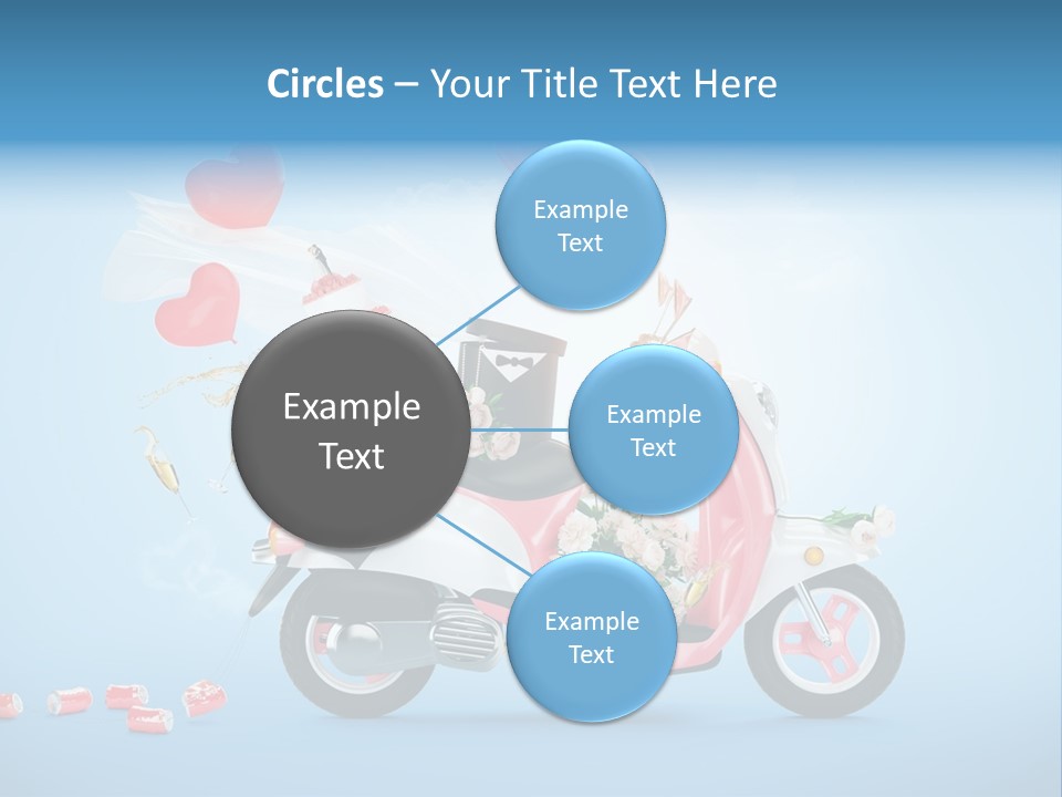 A Pink Scooter With Balloons And A Cake On It PowerPoint Template