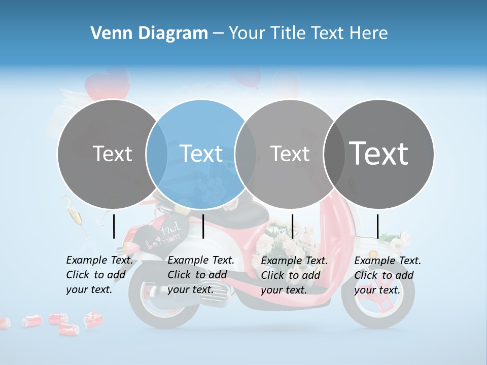 A Pink Scooter With Balloons And A Cake On It PowerPoint Template