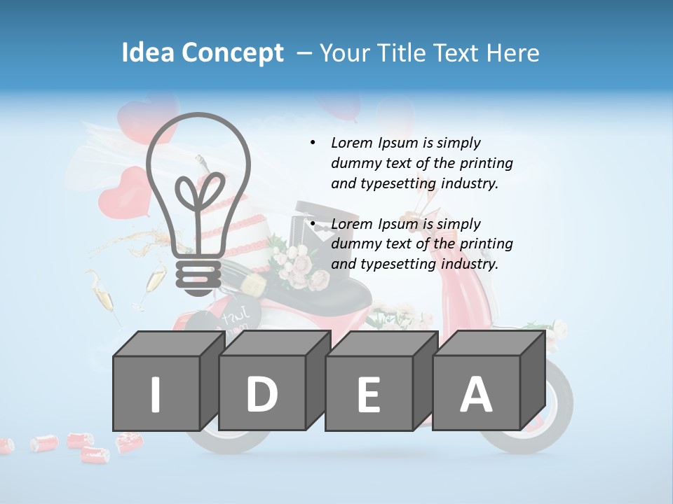 A Pink Scooter With Balloons And A Cake On It PowerPoint Template