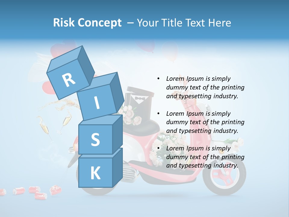 A Pink Scooter With Balloons And A Cake On It PowerPoint Template