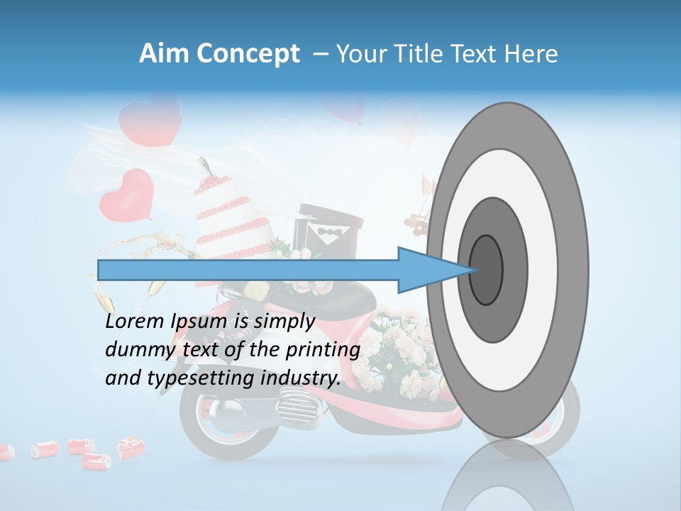 A Pink Scooter With Balloons And A Cake On It PowerPoint Template