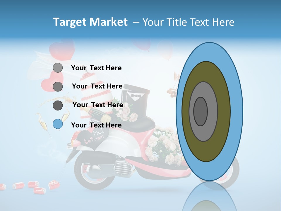 A Pink Scooter With Balloons And A Cake On It PowerPoint Template