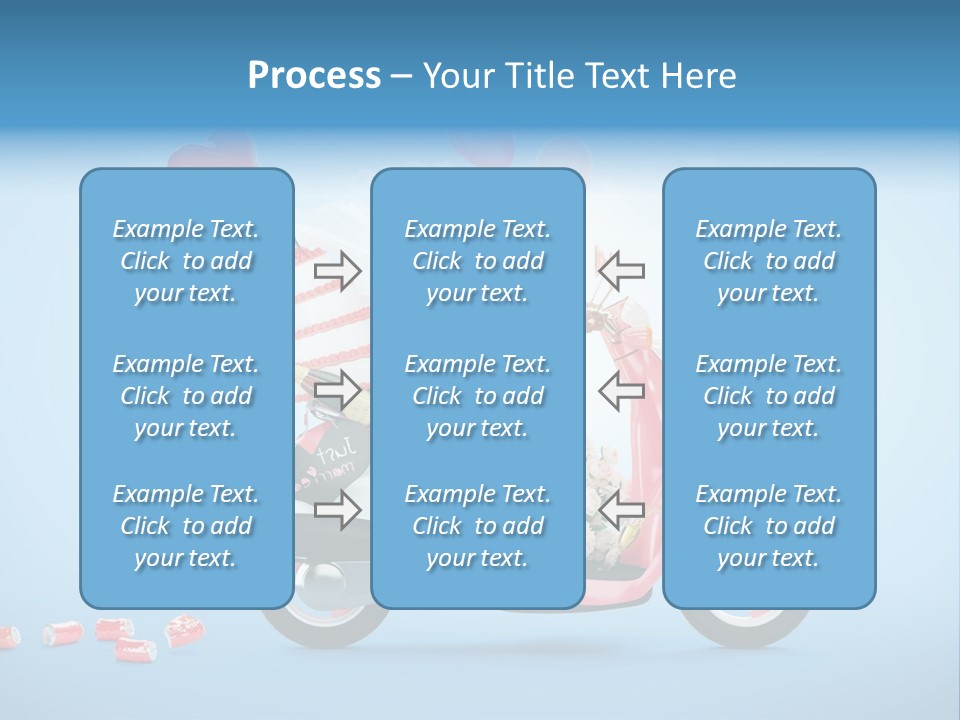 A Pink Scooter With Balloons And A Cake On It PowerPoint Template