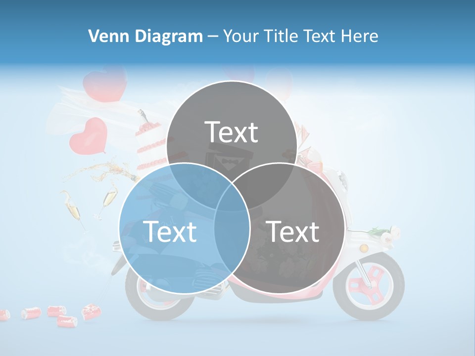 A Pink Scooter With Balloons And A Cake On It PowerPoint Template