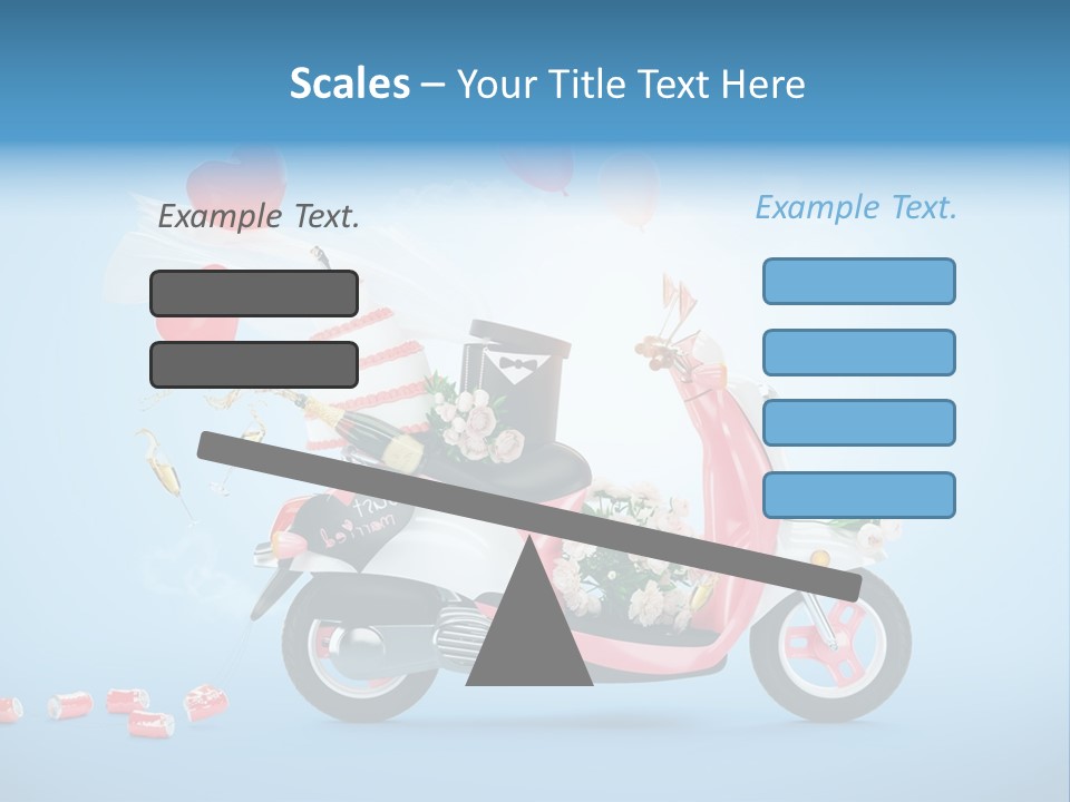 A Pink Scooter With Balloons And A Cake On It PowerPoint Template