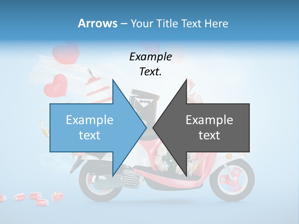 A Pink Scooter With Balloons And A Cake On It PowerPoint Template