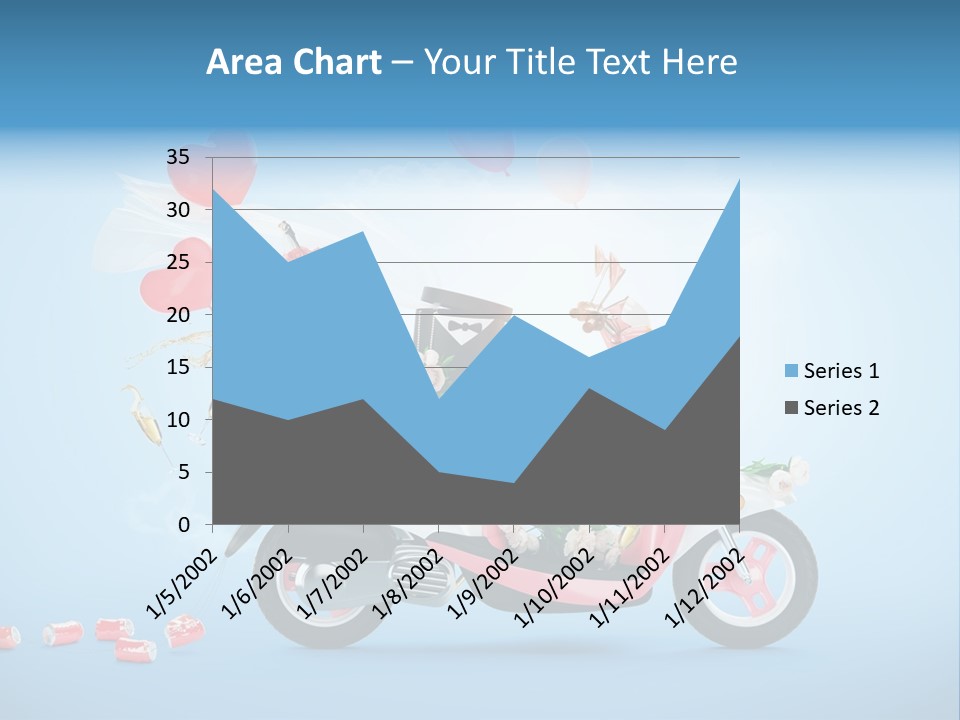 A Pink Scooter With Balloons And A Cake On It PowerPoint Template