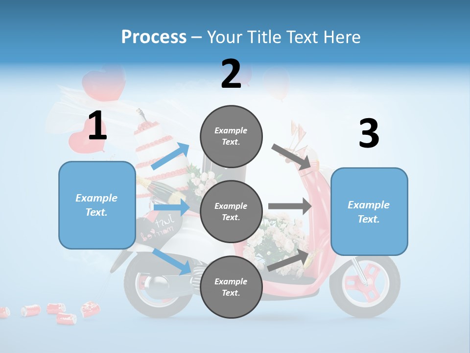 A Pink Scooter With Balloons And A Cake On It PowerPoint Template
