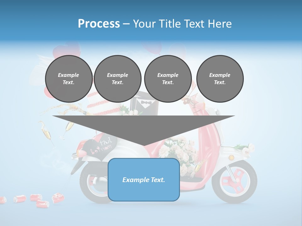 A Pink Scooter With Balloons And A Cake On It PowerPoint Template