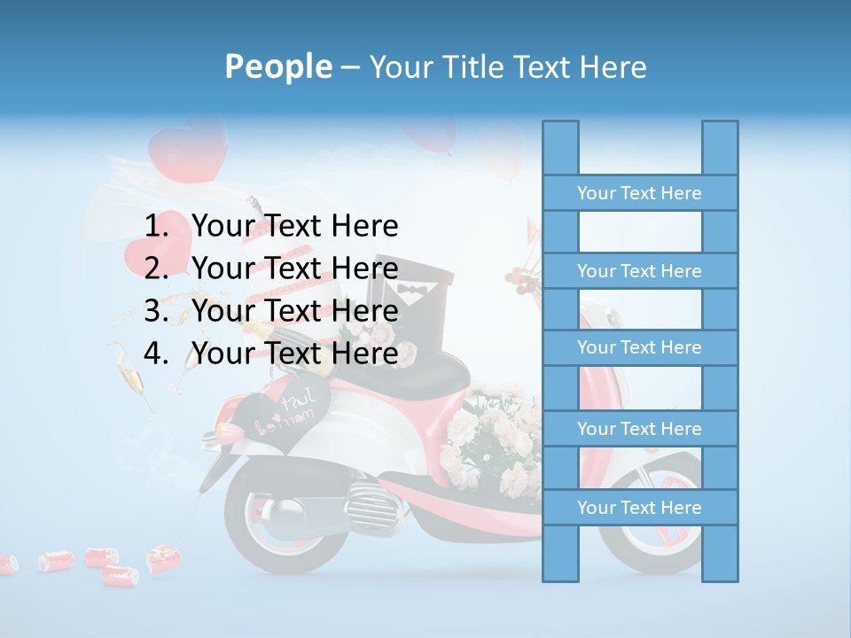 A Pink Scooter With Balloons And A Cake On It PowerPoint Template