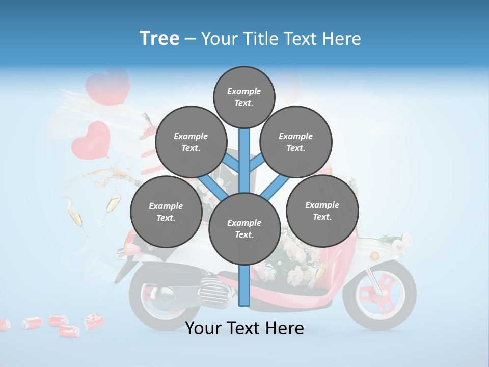 A Pink Scooter With Balloons And A Cake On It PowerPoint Template