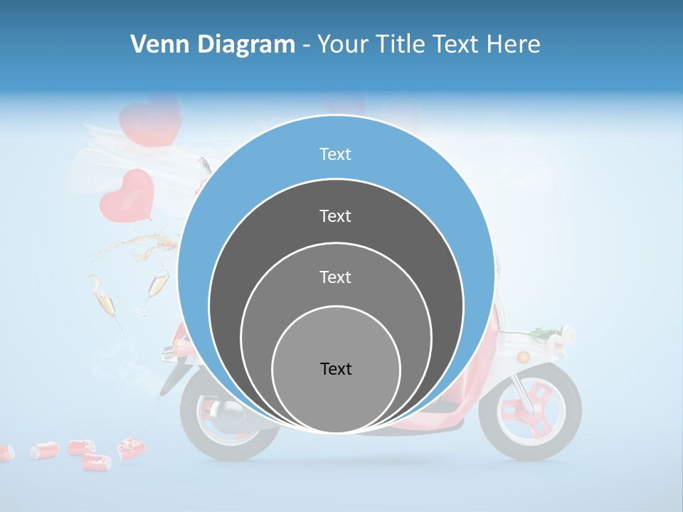 A Pink Scooter With Balloons And A Cake On It PowerPoint Template