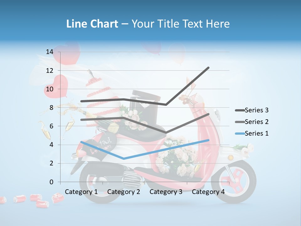 A Pink Scooter With Balloons And A Cake On It PowerPoint Template