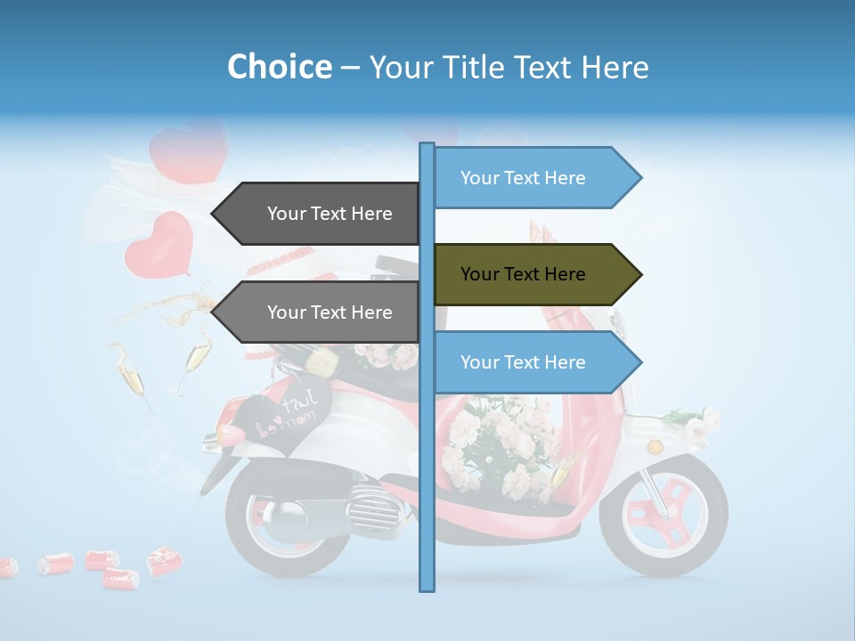 A Pink Scooter With Balloons And A Cake On It PowerPoint Template