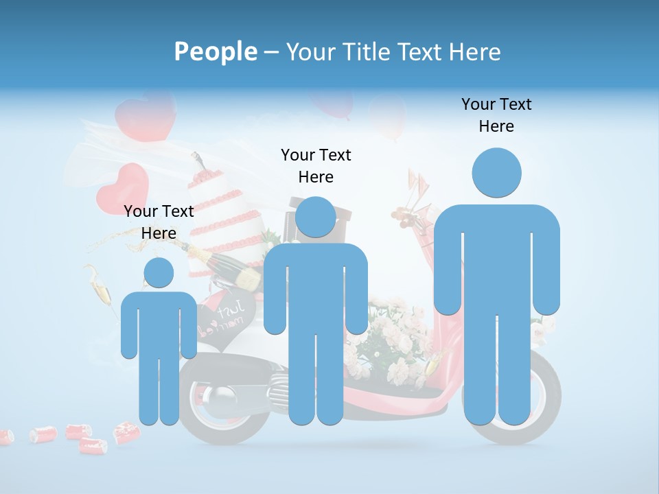 A Pink Scooter With Balloons And A Cake On It PowerPoint Template