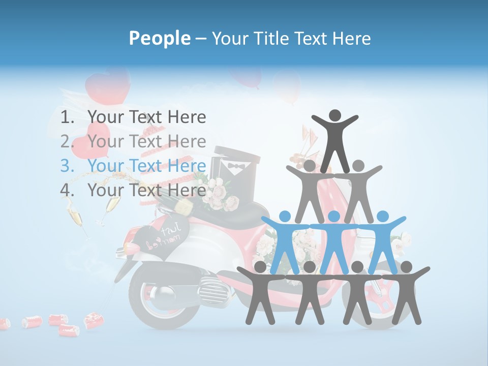 A Pink Scooter With Balloons And A Cake On It PowerPoint Template