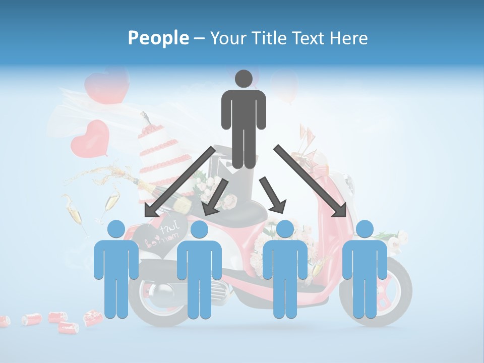 A Pink Scooter With Balloons And A Cake On It PowerPoint Template