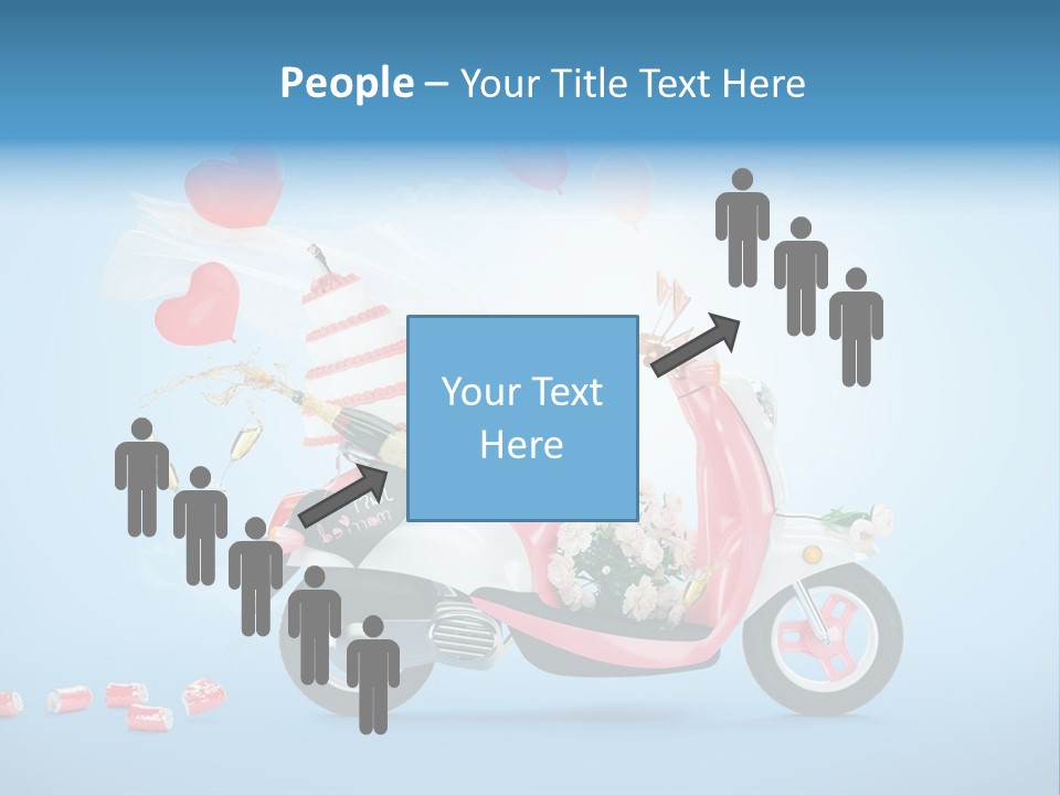 A Pink Scooter With Balloons And A Cake On It PowerPoint Template