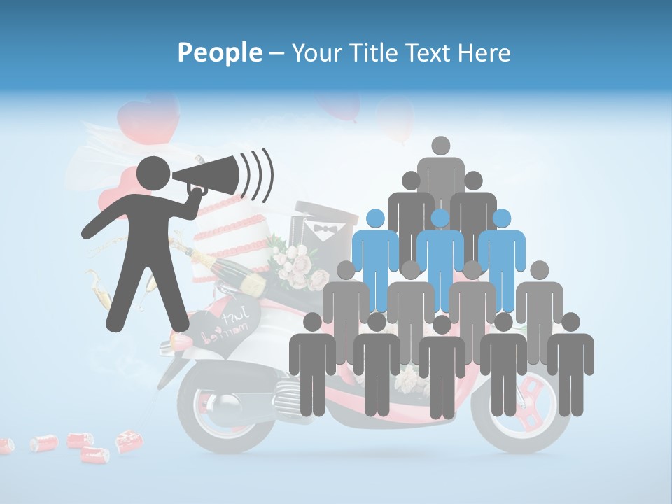 A Pink Scooter With Balloons And A Cake On It PowerPoint Template