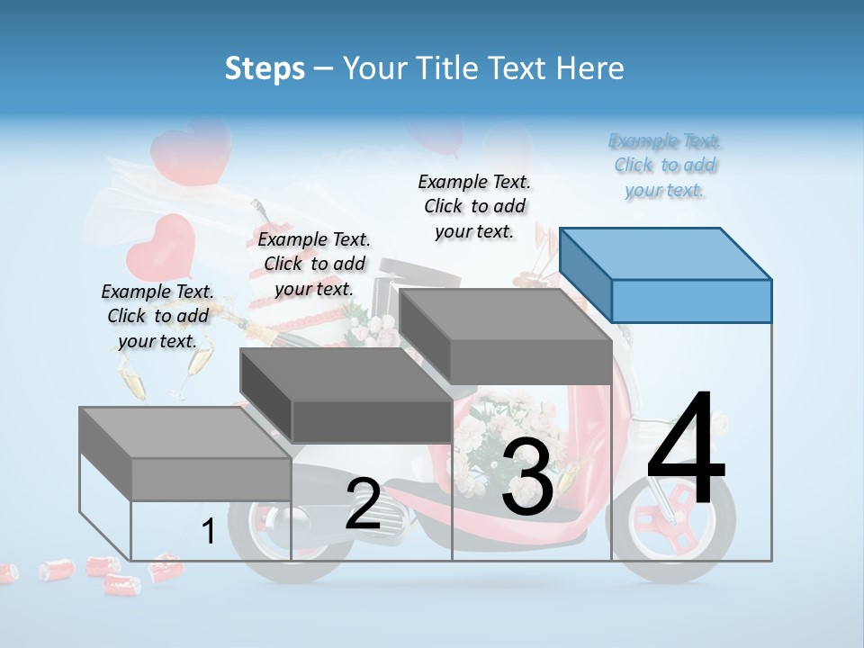 A Pink Scooter With Balloons And A Cake On It PowerPoint Template