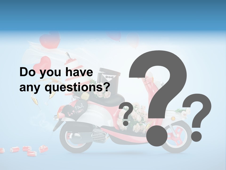 A Pink Scooter With Balloons And A Cake On It PowerPoint Template