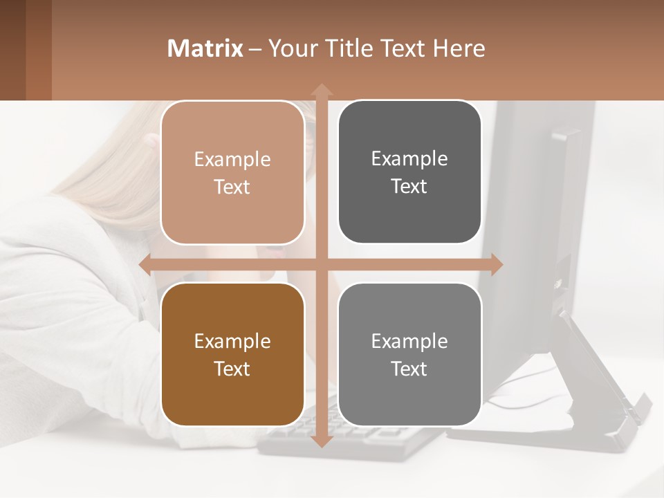 A Woman Sitting In Front Of A Computer With Her Hands On Her Head PowerPoint Template