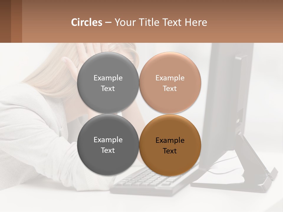 A Woman Sitting In Front Of A Computer With Her Hands On Her Head PowerPoint Template