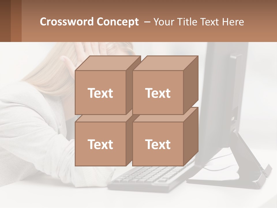 A Woman Sitting In Front Of A Computer With Her Hands On Her Head PowerPoint Template