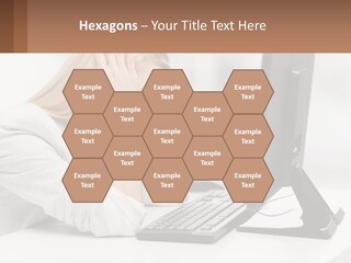 A Woman Sitting In Front Of A Computer With Her Hands On Her Head PowerPoint Template