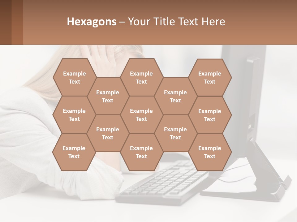 A Woman Sitting In Front Of A Computer With Her Hands On Her Head PowerPoint Template