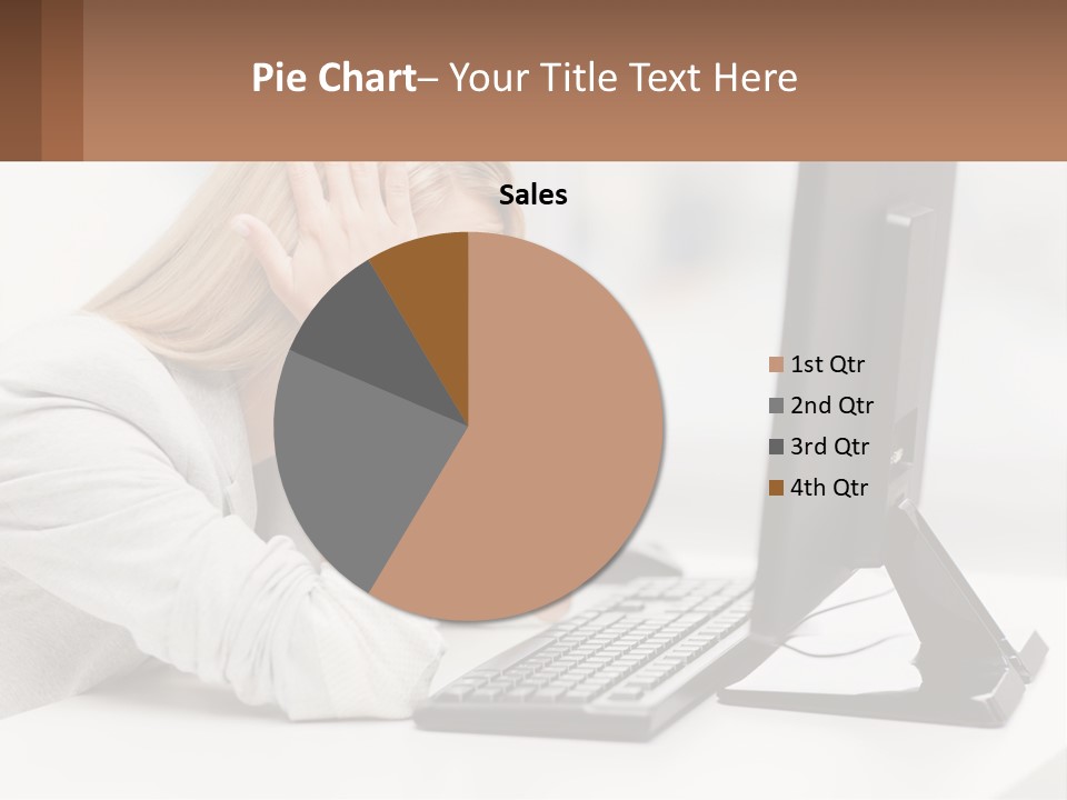 A Woman Sitting In Front Of A Computer With Her Hands On Her Head PowerPoint Template