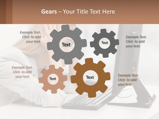A Woman Sitting In Front Of A Computer With Her Hands On Her Head PowerPoint Template