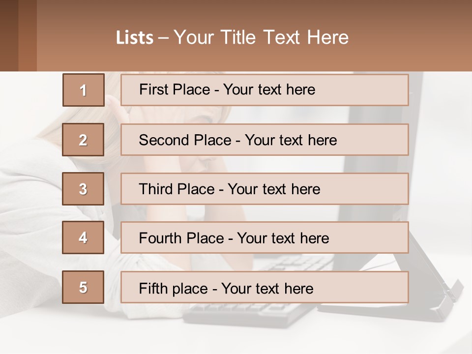 A Woman Sitting In Front Of A Computer With Her Hands On Her Head PowerPoint Template