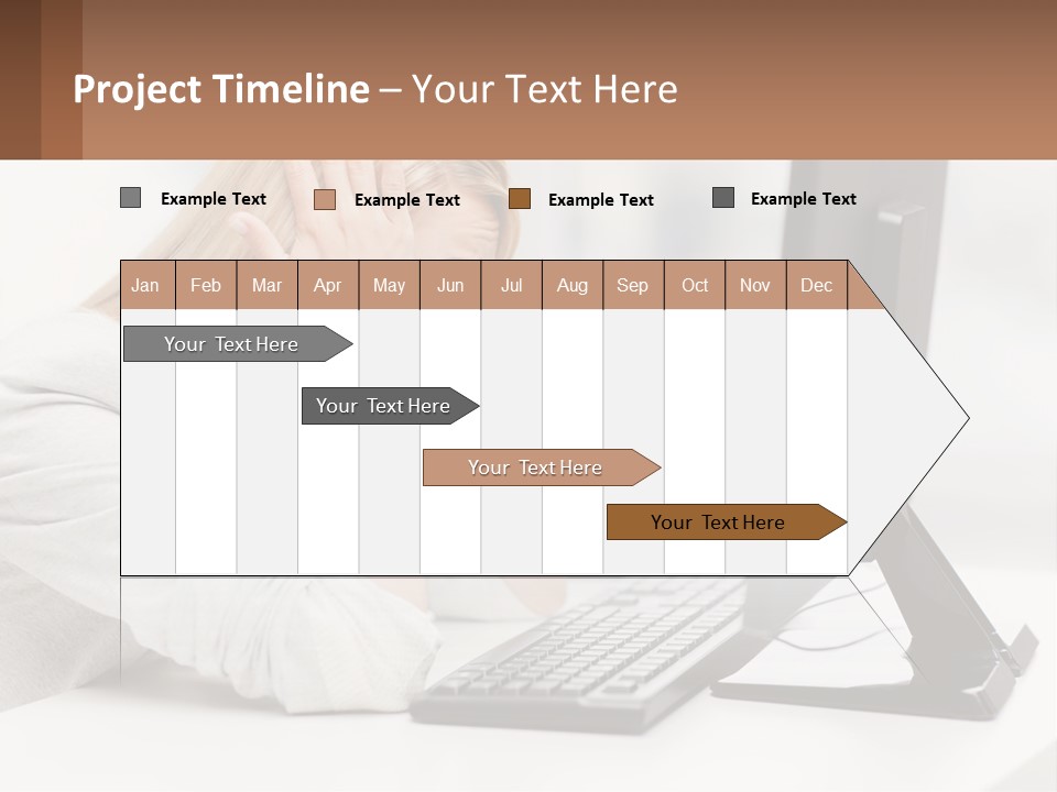 A Woman Sitting In Front Of A Computer With Her Hands On Her Head PowerPoint Template