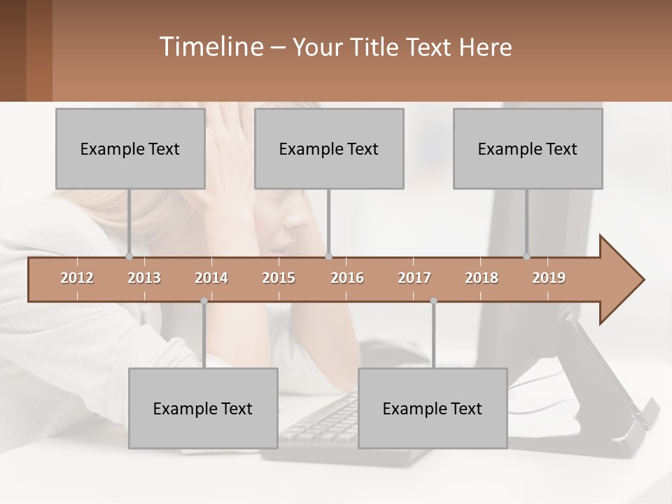 A Woman Sitting In Front Of A Computer With Her Hands On Her Head PowerPoint Template