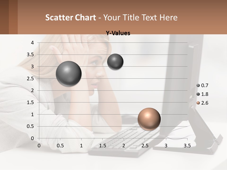 A Woman Sitting In Front Of A Computer With Her Hands On Her Head PowerPoint Template