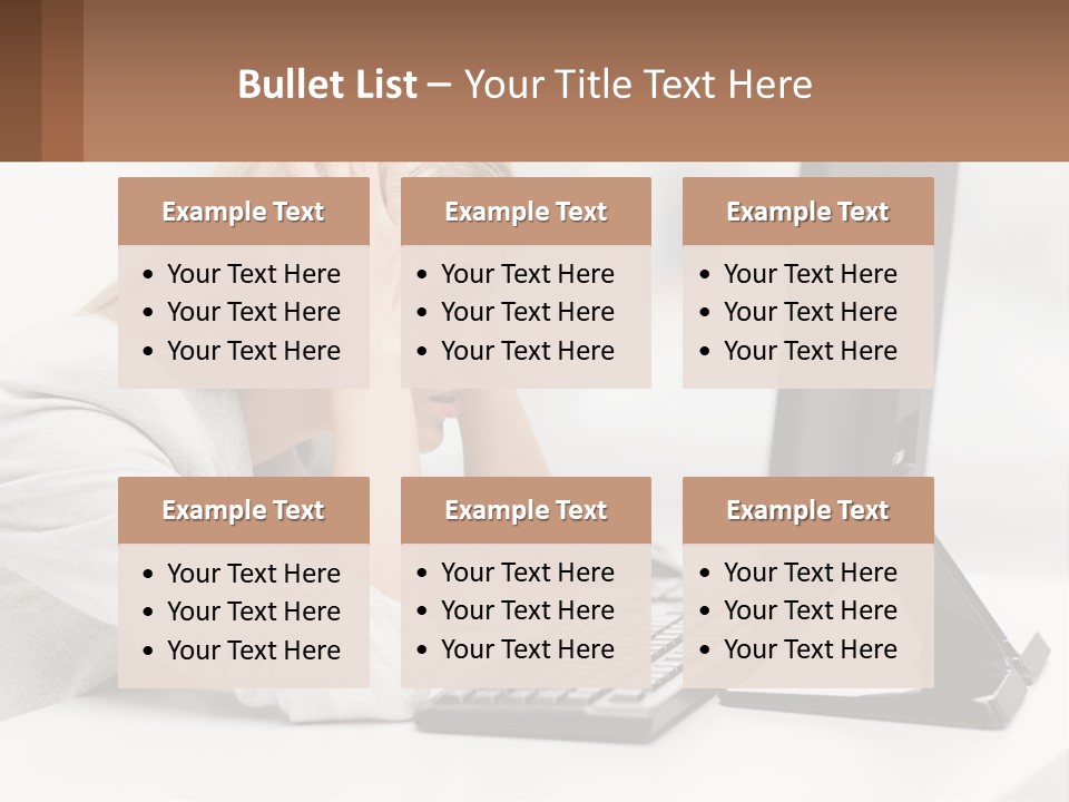 A Woman Sitting In Front Of A Computer With Her Hands On Her Head PowerPoint Template