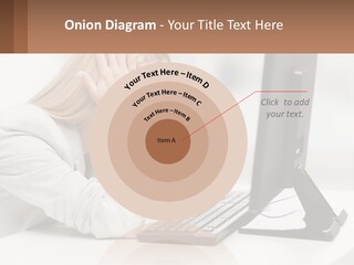 A Woman Sitting In Front Of A Computer With Her Hands On Her Head PowerPoint Template