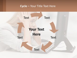 A Woman Sitting In Front Of A Computer With Her Hands On Her Head PowerPoint Template