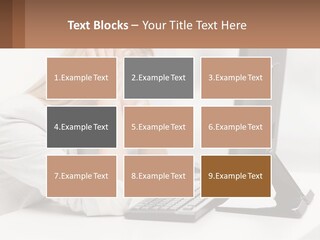 A Woman Sitting In Front Of A Computer With Her Hands On Her Head PowerPoint Template