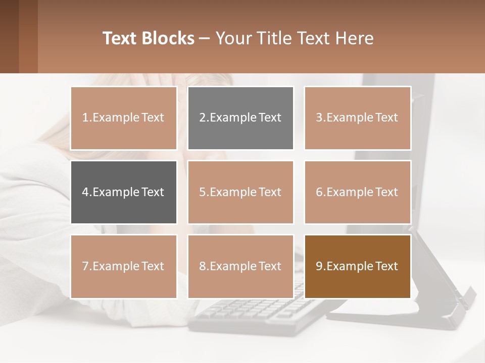 A Woman Sitting In Front Of A Computer With Her Hands On Her Head PowerPoint Template
