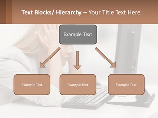 A Woman Sitting In Front Of A Computer With Her Hands On Her Head PowerPoint Template