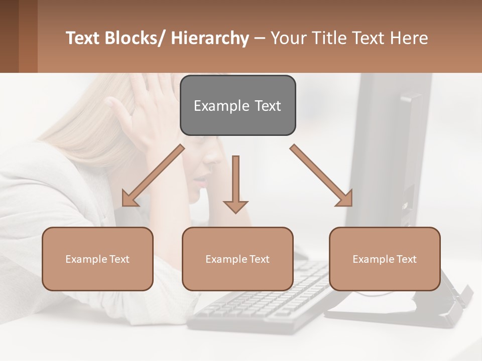 A Woman Sitting In Front Of A Computer With Her Hands On Her Head PowerPoint Template