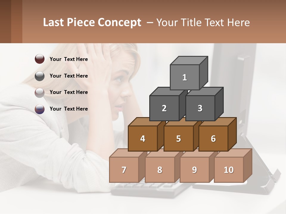 A Woman Sitting In Front Of A Computer With Her Hands On Her Head PowerPoint Template