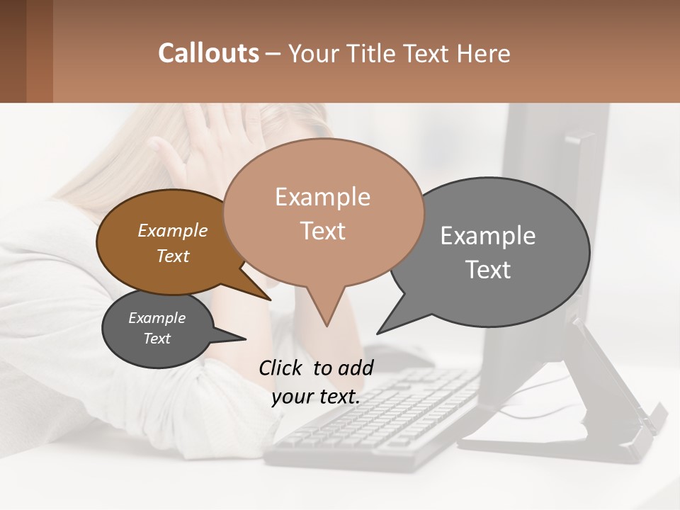 A Woman Sitting In Front Of A Computer With Her Hands On Her Head PowerPoint Template