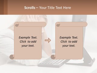 A Woman Sitting In Front Of A Computer With Her Hands On Her Head PowerPoint Template