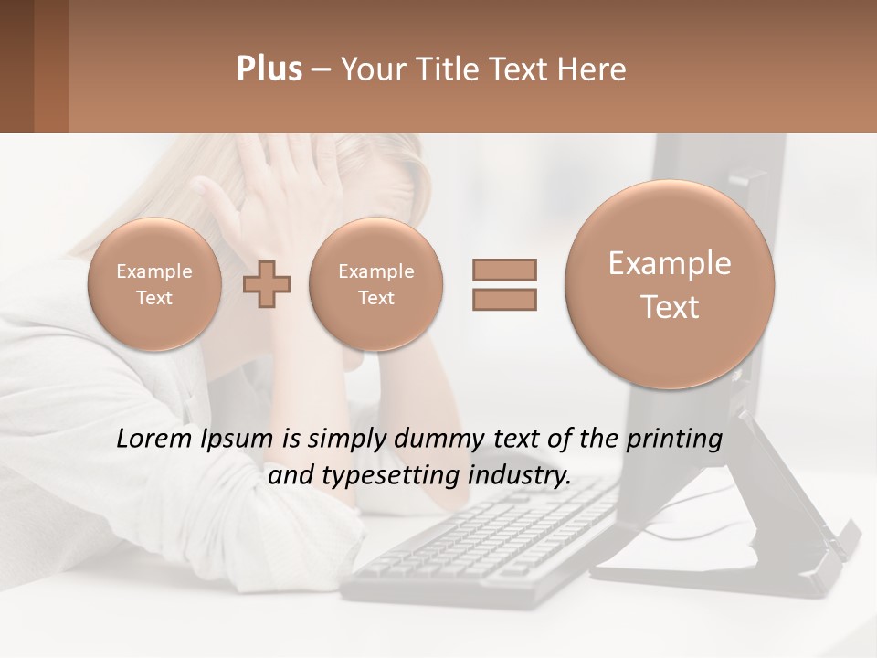 A Woman Sitting In Front Of A Computer With Her Hands On Her Head PowerPoint Template