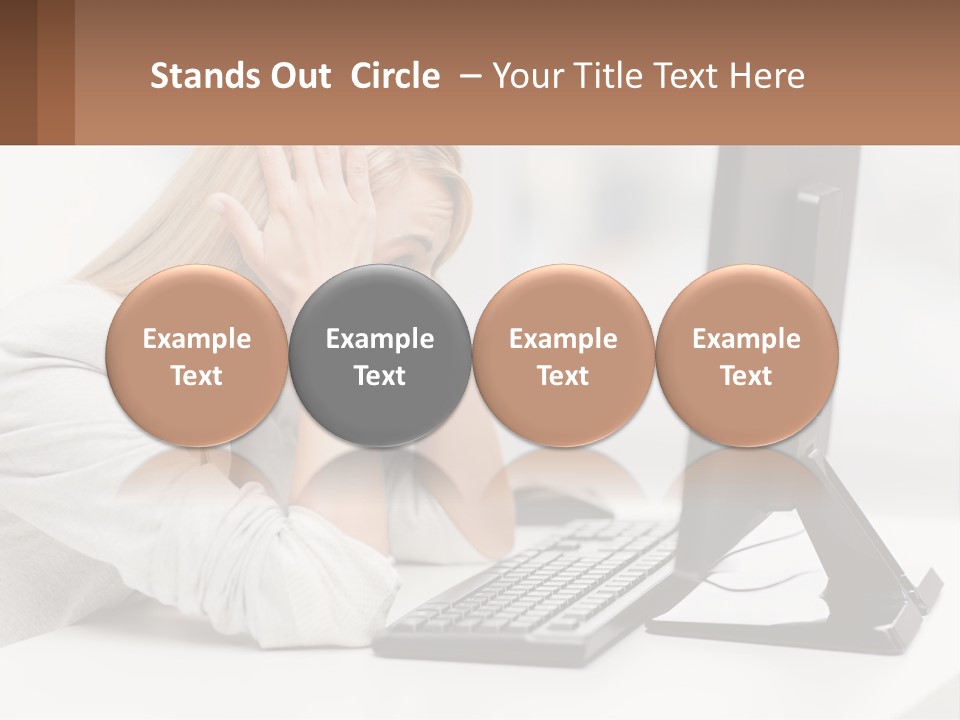 A Woman Sitting In Front Of A Computer With Her Hands On Her Head PowerPoint Template