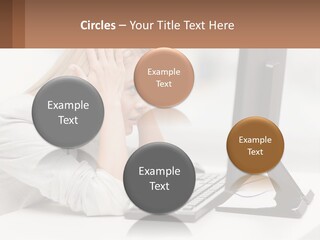 A Woman Sitting In Front Of A Computer With Her Hands On Her Head PowerPoint Template