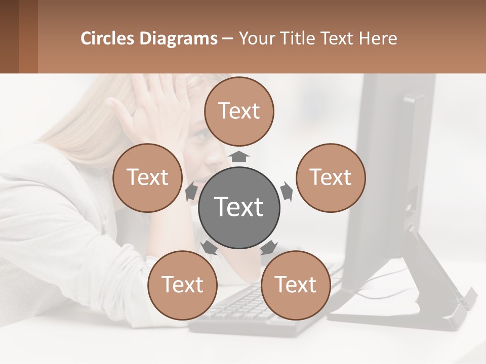 A Woman Sitting In Front Of A Computer With Her Hands On Her Head PowerPoint Template